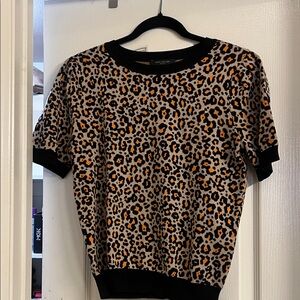 Ann Taylor Leopard Print Blouse - Black and Orange